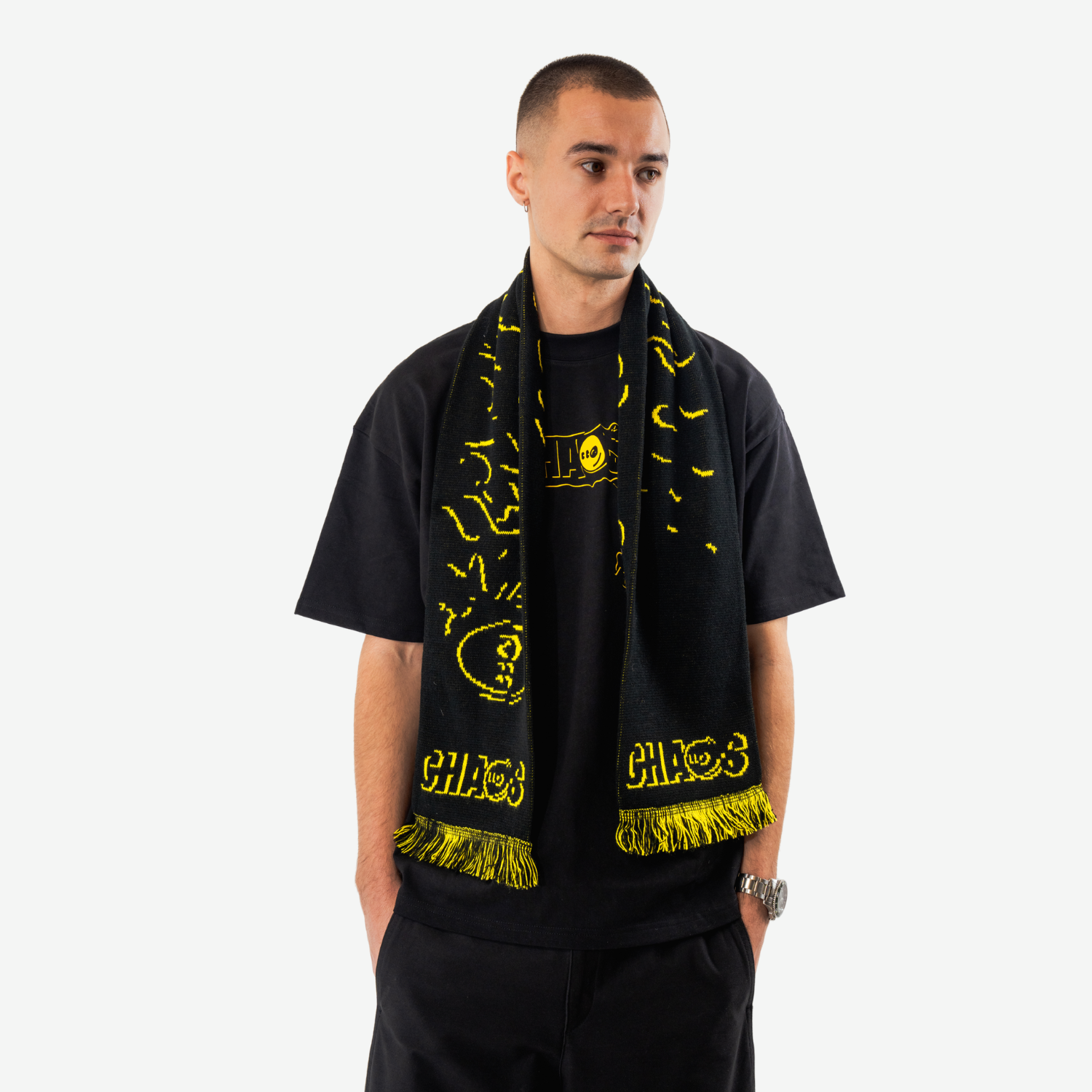 CHAOS - CHAOS Football Scarf (Black+Yellow)